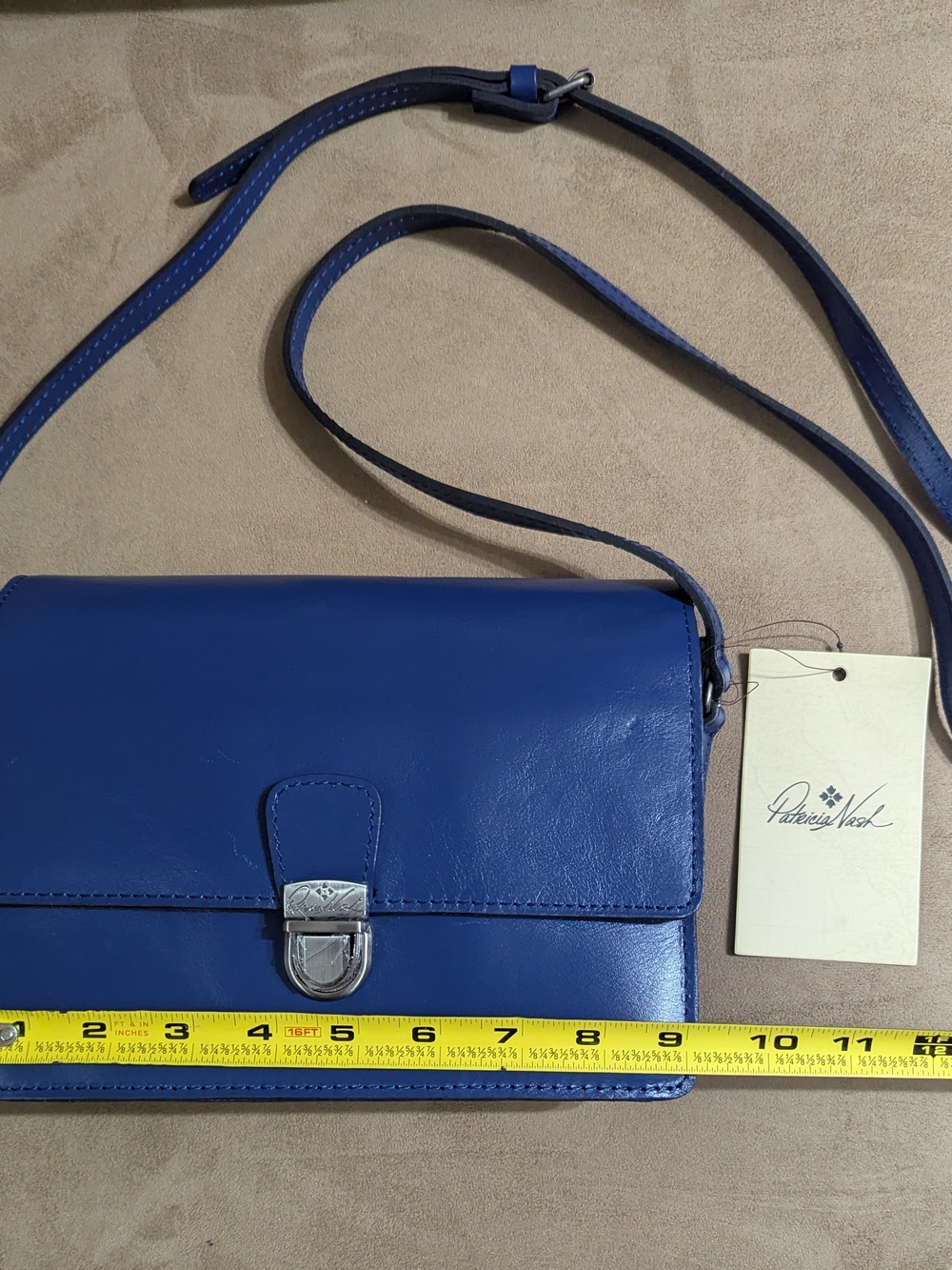Patricia Nash Lanza Navy Leather Crossbody Bag - Picture 3 of 13
